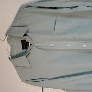 Abercrombie & Fitch Mens Green and white striped button up